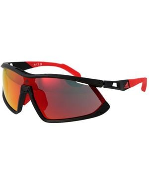 adidas Black Plastic Sunglasses - Red