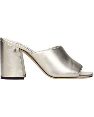 Jimmy Choo Gold Leather Platforms - Gray
