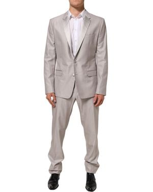 Dolce & Gabbana Light Wool 2 Piece Martini Formal Suit Pl+Se+Wv - Grey