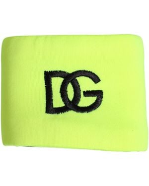Dolce & Gabbana Yellow Green Silk Dg Logo Men Wristband