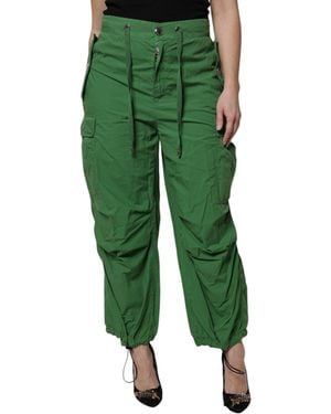Dolce & Gabbana Cotton High Waist Cargo Pants - Green