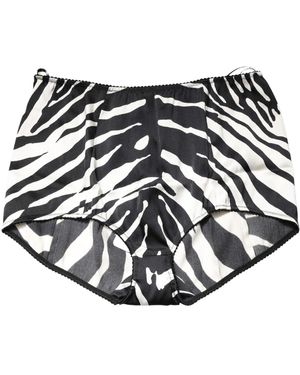 Dolce & Gabbana Black White Zebra High Waist Girdle Panty Underwear