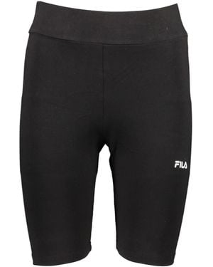 Fila Chic Black Cotton Short Leggings With Logo Embroidery