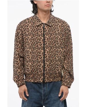 Armani Emporio Unlined Reversible Bomber Jacket With Animal Pattern - Brown