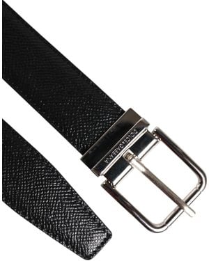 Dolce & Gabbana Black Calf Leather Classic Silver Buckle Belt