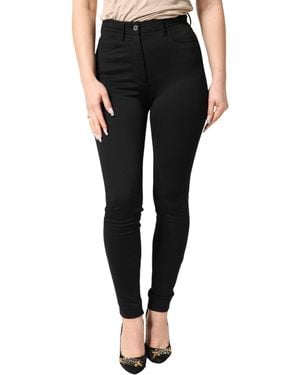 Dolce & Gabbana Nylon Stretch Skinny High Waist Trousers 05+Pa - Black
