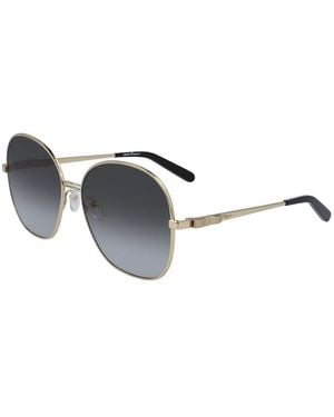 Ferragamo Gold Metal Sunglasses - Black