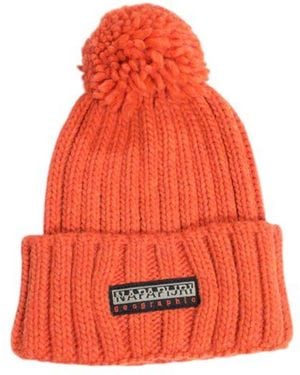 Napapijri Orange Acrylic Hats & Cap - Red