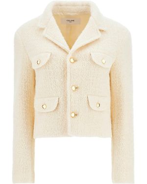 Celine Wool And Mohair Tweed Jacket - Natural