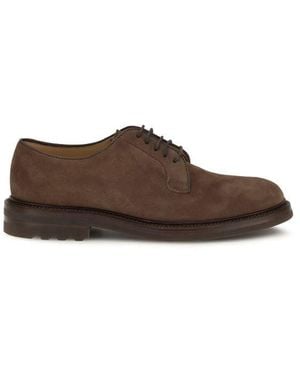 Brunello Cucinelli Brown Calf Leather Bos Taurus Oxfords And Derbies