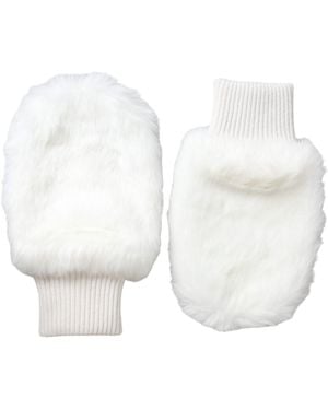 Dolce & Gabbana Acrylic Knitted Fur Wrist Mitten Gloves - White
