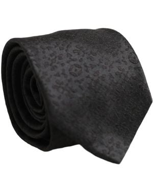 Dolce & Gabbana Black Jacquard Silk Adjustable Necktie Men Accessory Tie