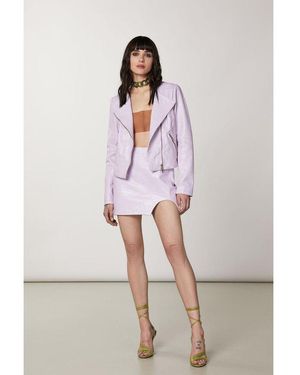 Patrizia Pepe Leather Mini Skirt - Purple