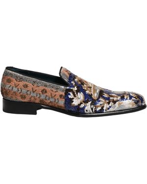 Dolce & Gabbana Multicolor Embroidered Sequin Loafers Shoes