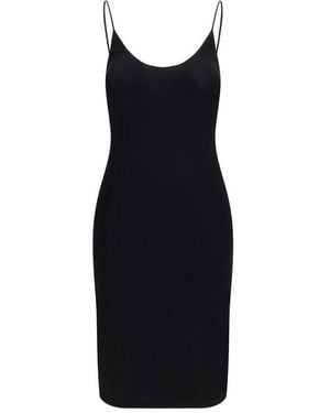Saint Laurent Cassandre Open-Back Ribbed-Knit Dress - Black