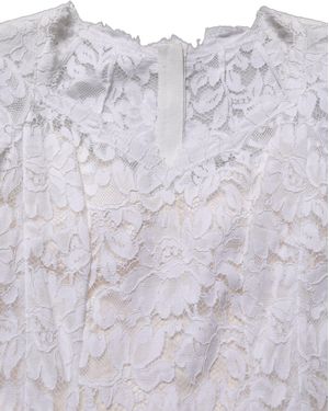 Dolce & Gabbana White Floral Lace Mermaid Long Gown Dress - Purple