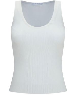 Max Mara White Viscose Tank Tops - Blue