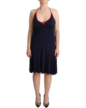 Roccobarocco Cotton Midi Halter Dress - Black