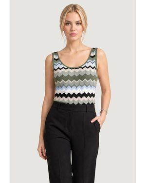 Street One Green Marabou Tank Tops - Multicolour