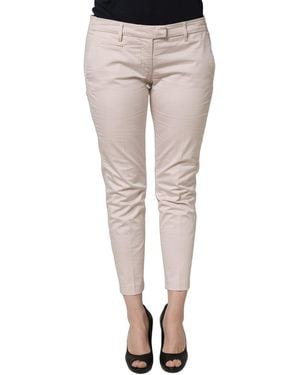 Versace Jeans Couture Beige Low Waist Tapered Cropped Trousers Trousers - Multicolour