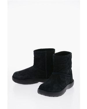 Bottega Veneta Shearling Snap Ankle Boots With Logo Application - Black
