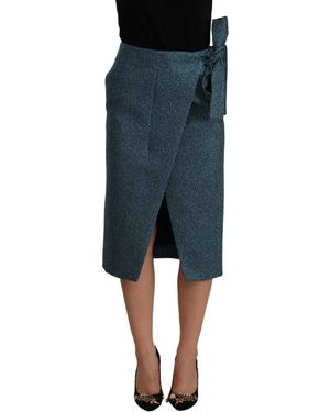 KOONHOR High Waist Pencil Straight Wrap Style Skirt - Black