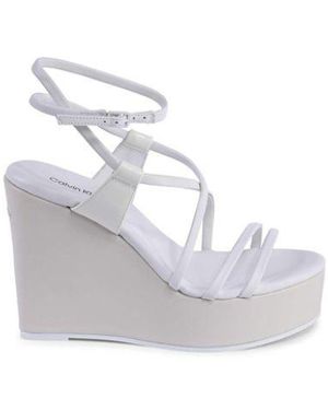 Calvin Klein White Leather Wedge Sandals