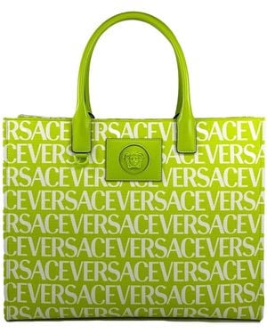 Versace Medusa Large Canvas Tote Bag - Green