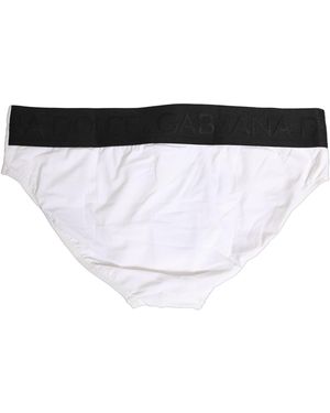 Dolce & Gabbana White Stretch Drawstring Swim Brief Swimwear