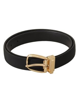 Dolce & Gabbana Canvas Leather Metal Buckle Belt - Black
