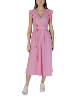 B.Young Multicolour Cotton Long Dress - Purple