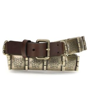 Etro Brown Calf Leather Bos Taurus Regular Belt - Metallic