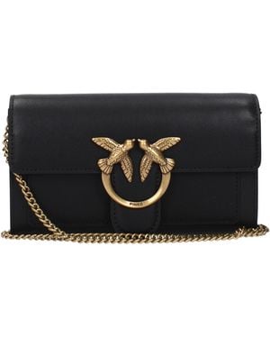 Pinko Black Leather Clutch Bags