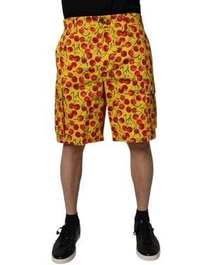 Dolce & Gabbana Cherry Print Cargo Shorts - Yellow