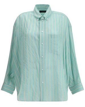 Balenciaga Striped Cocoon Shirt - Blue