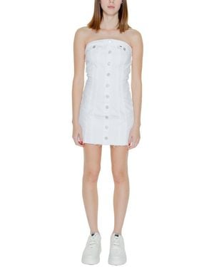 Tommy Hilfiger White Recycled Cotton Short Dress - Blue