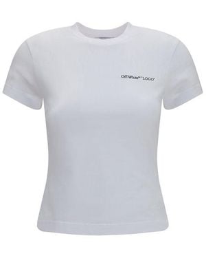 Off-White c/o Virgil Abloh White Cotton T-shirt - M - Blue