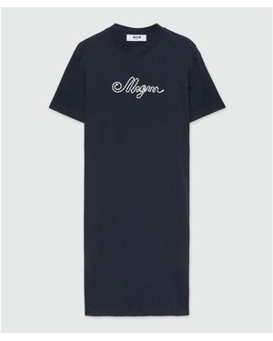 MSGM Blue Cotton Casual Dress
