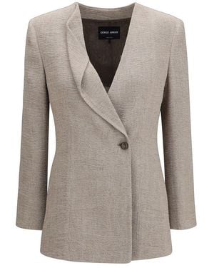 Giorgio Armani Beige Linen Blazer - Grey