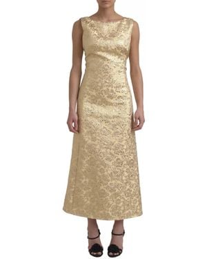 Dolce & Gabbana Gold Floral Jacquard Sheath A - Natural