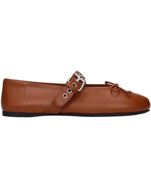 Miu Miu Brown Leather Ballet Flats
