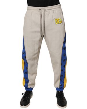 Dolce & Gabbana Cotton Dg Jogger Joggers Trousers Polyester Elastane - Grey