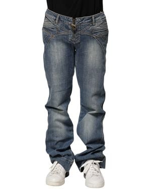 Just Cavalli Blue Washed Straight Fit Men Denim Jeans