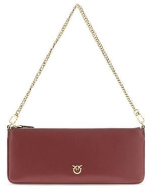 Pinko Bordeaux Calf Leather Bos Taurus Wallet - Red