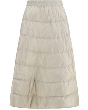 Moncler Beige Nylon Midi Skirt - Natural