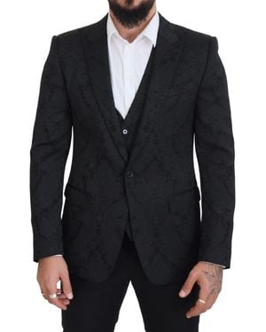 Dolce & Gabbana Elegant Martini Suit Jacket & Vest Ensemble - Blue