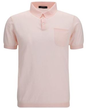 Aragona Cashmere Multicolour Cotton Polo Shirt - Pink