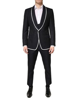 Dolce & Gabbana Black White Single Breasted Sicilia Men 3 Piece Suit