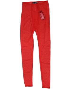 Dolce & Gabbana Nylon Logo Lace Leggings Trousers Underwear Elastane - Red