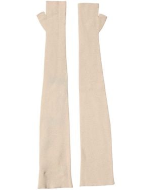 Dolce & Gabbana Beige Wool Fingerless Elbow Length Gloves - White